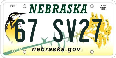 NE license plate 67SV27