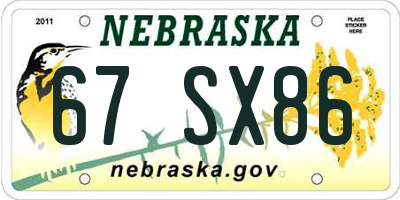 NE license plate 67SX86