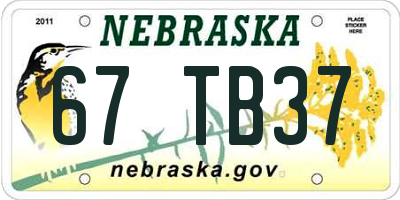 NE license plate 67TB37