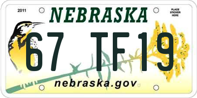 NE license plate 67TF19