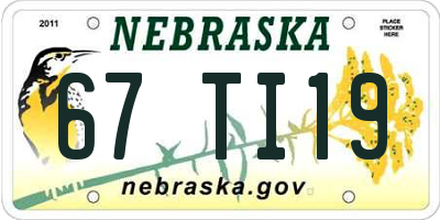 NE license plate 67TI19