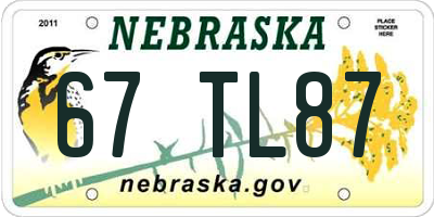 NE license plate 67TL87