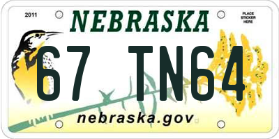 NE license plate 67TN64