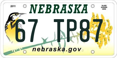 NE license plate 67TP87