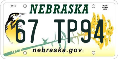 NE license plate 67TP94