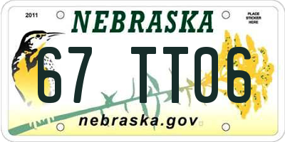 NE license plate 67TT06