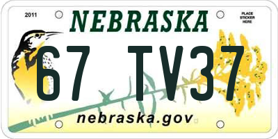 NE license plate 67TV37