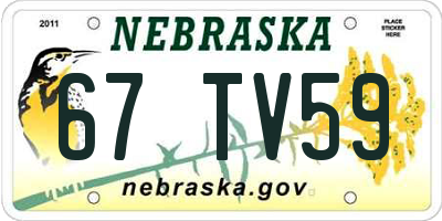 NE license plate 67TV59