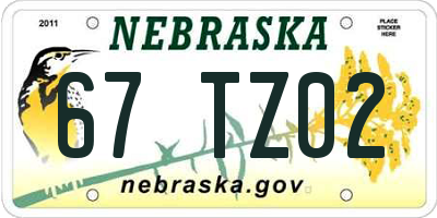 NE license plate 67TZ02