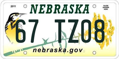 NE license plate 67TZ08
