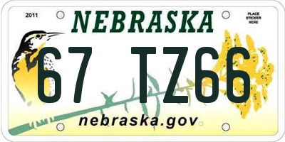 NE license plate 67TZ66