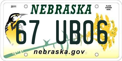 NE license plate 67UB06