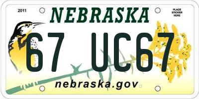 NE license plate 67UC67