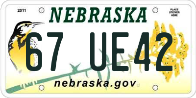 NE license plate 67UE42