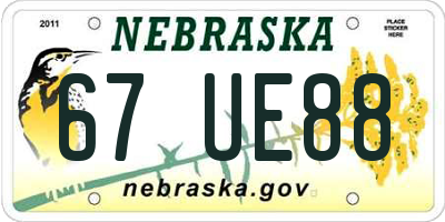 NE license plate 67UE88
