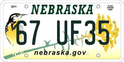 NE license plate 67UF35