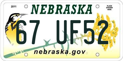 NE license plate 67UF52