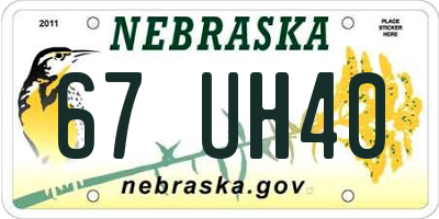 NE license plate 67UH40