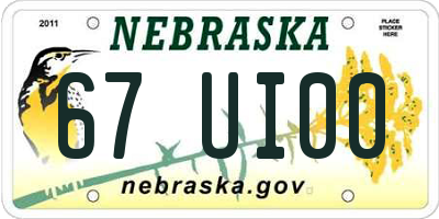 NE license plate 67UI00