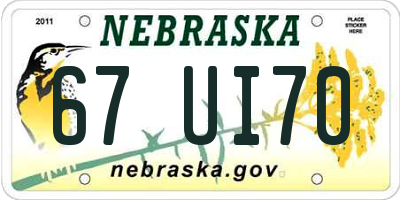 NE license plate 67UI70
