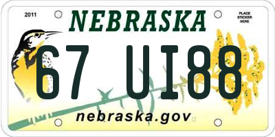 NE license plate 67UI88
