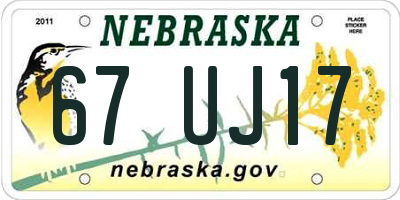 NE license plate 67UJ17