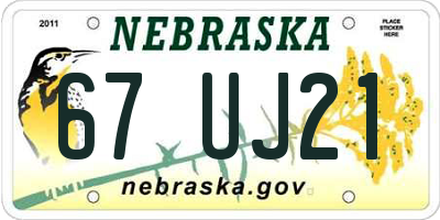 NE license plate 67UJ21