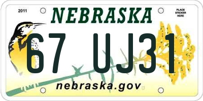 NE license plate 67UJ31