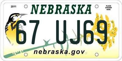 NE license plate 67UJ69