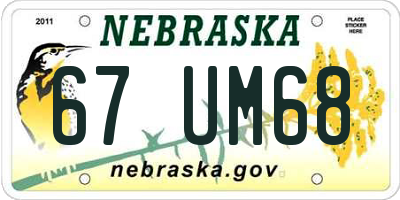 NE license plate 67UM68