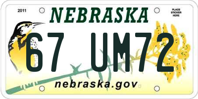 NE license plate 67UM72