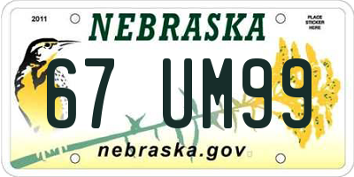 NE license plate 67UM99