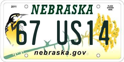 NE license plate 67US14