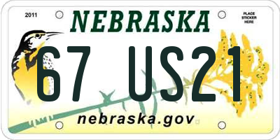 NE license plate 67US21