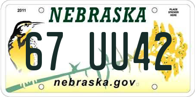 NE license plate 67UU42