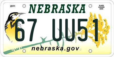 NE license plate 67UU51
