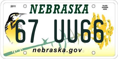 NE license plate 67UU66
