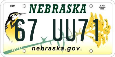 NE license plate 67UU71