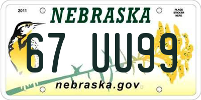 NE license plate 67UU99