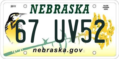 NE license plate 67UV52