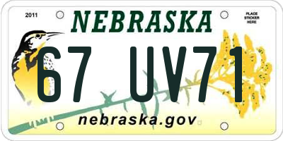 NE license plate 67UV71