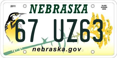 NE license plate 67UZ63