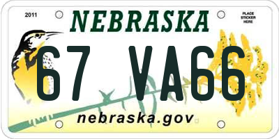 NE license plate 67VA66