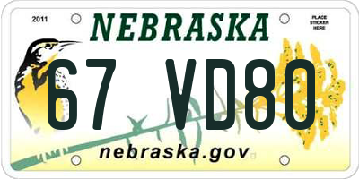 NE license plate 67VD80