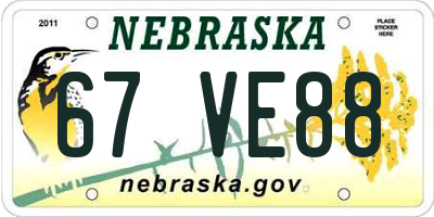 NE license plate 67VE88