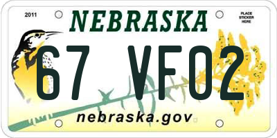 NE license plate 67VF02