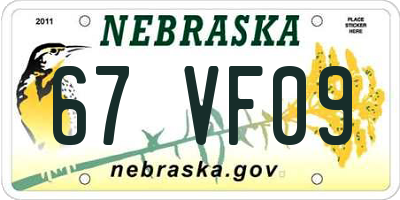 NE license plate 67VF09