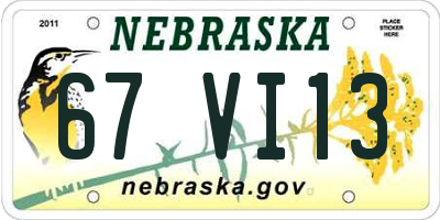 NE license plate 67VI13