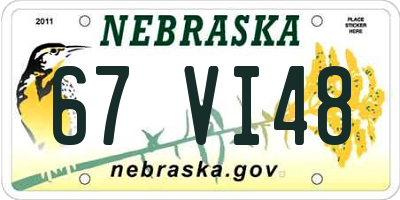 NE license plate 67VI48