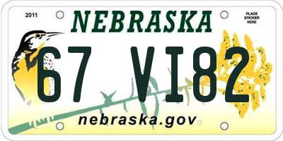 NE license plate 67VI82